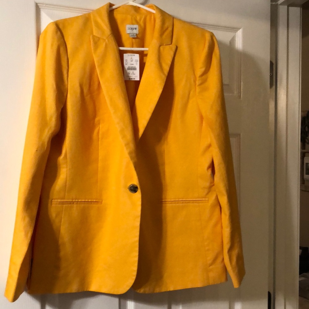 J.Crew Linen/Cotton Blend Blazer in Saffron Color. New with Tag. Size 14
